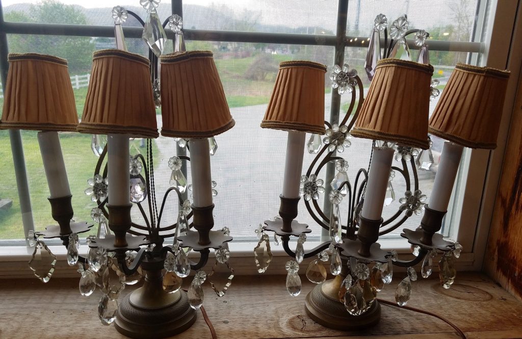 Charming Victorian Crystal Boudoir Lamps