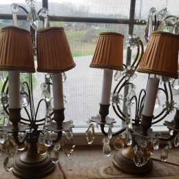 Charming Victorian Crystal Boudoir Lamps