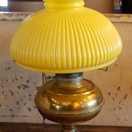 19th C. Brass/Glass Oil Lamp Electrified