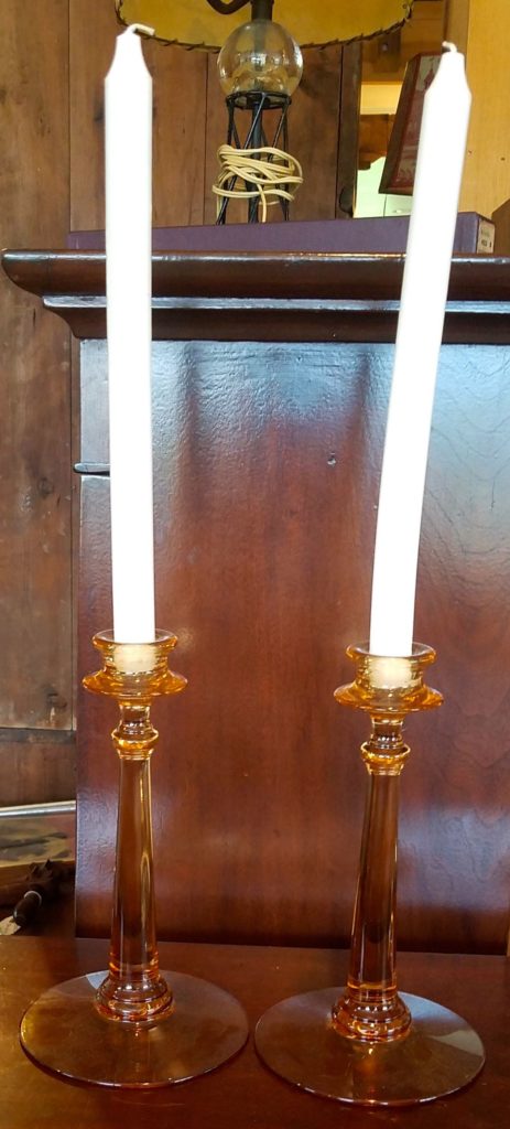 Amber Glass Candlesticks