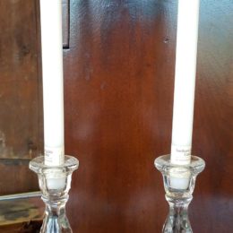 8″ Etched Glass Candlesticks